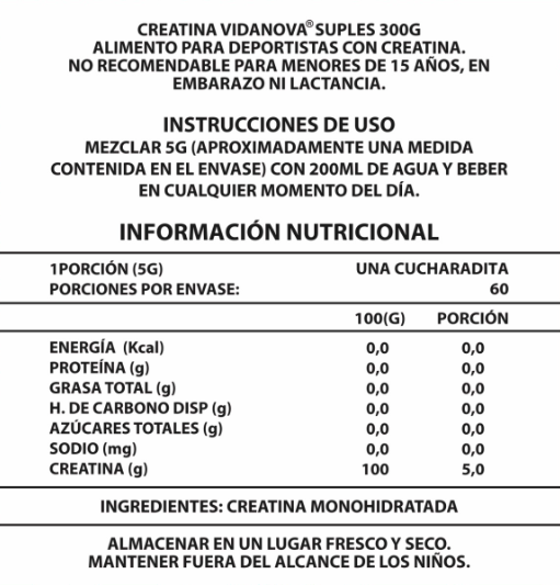 Creatina Monohidratada Micronizada 300 g (200 Mesh)