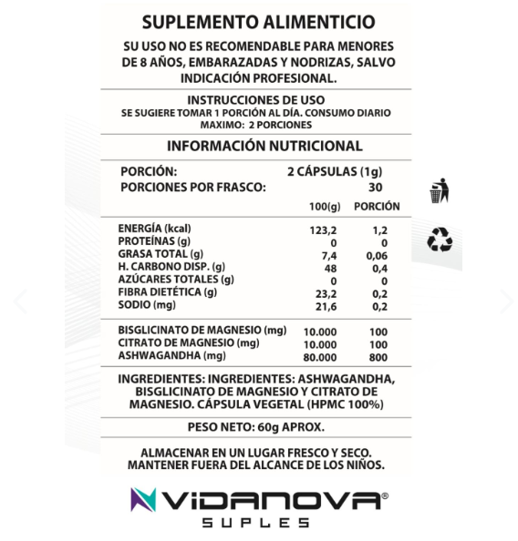 Pack x3 Ashwagandha + Magnesio 1000 mg – 60 Cápsulas