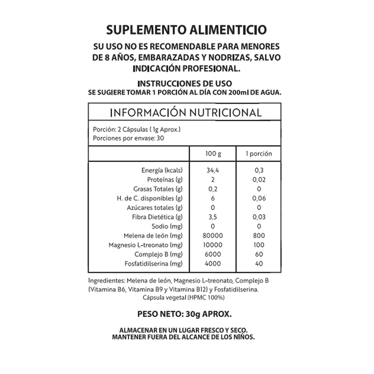 Melena de León Fortificada – 60 Cápsulas