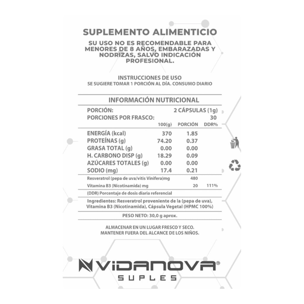 NAD+ Resveratrol 1000 mg – 60 Cápsulas